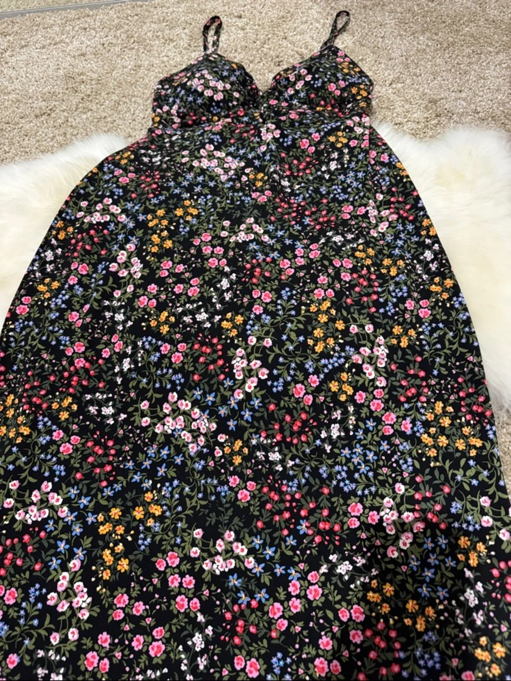 No Boundaries Women’s Muti Color Floral Spaghetti Strap Maxi Black Dress Size S - Picture 4 of 7